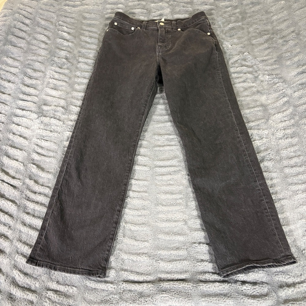 Madewell 90s Straight Leg Jeans in Lunar Wash Black 28 Petite High Rise AT536